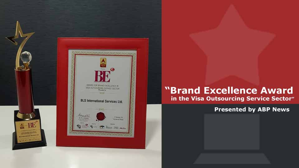 BLS International honoured with “Brand Excellence Award in the Visa Outsourcing Service Sector”